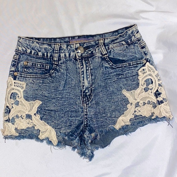 Boom Boom Jeans Pants - BOOM Boom Jeans - Frayed Jeans & Lace Shorts